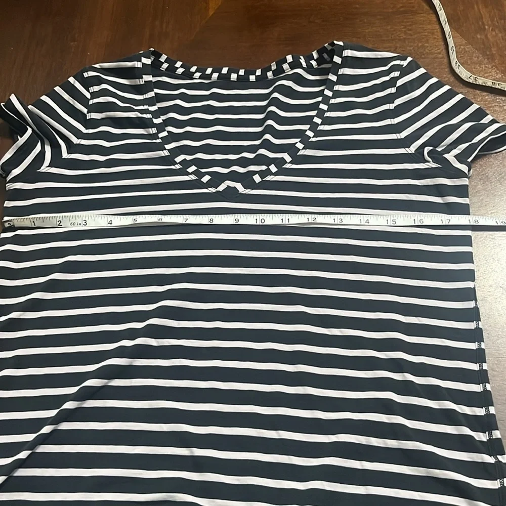Lululemon Love Tee V Yachtie Stripe Black Chrome